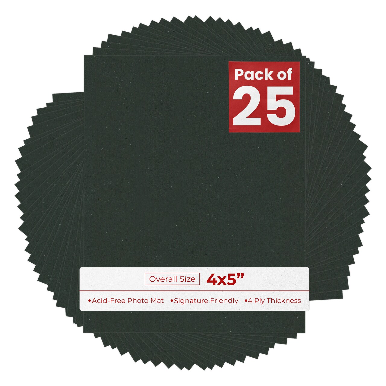 Textured Black 4x5 Inch Uncut Mat Board - Blank Sheets, No Opening